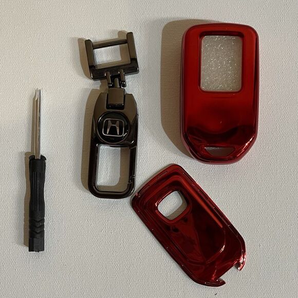Honda Logo fob Keychain in Black & fob cover in Red NWT - Picture 2 of 4